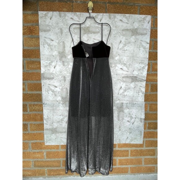 Blondie Nites Vintage 90s Gown - Glamorous Black Velvet & Silver Shimmer Maxi - Picture 9 of 11